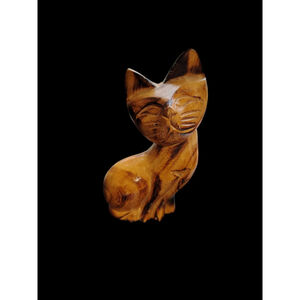 Vintage Wooden Cat 6" Figurine, hand carved MCM